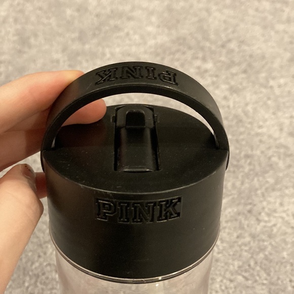 PINK Striped Reusable Plastic Water Bottle With Straw and Handle! - Picture 6 of 10